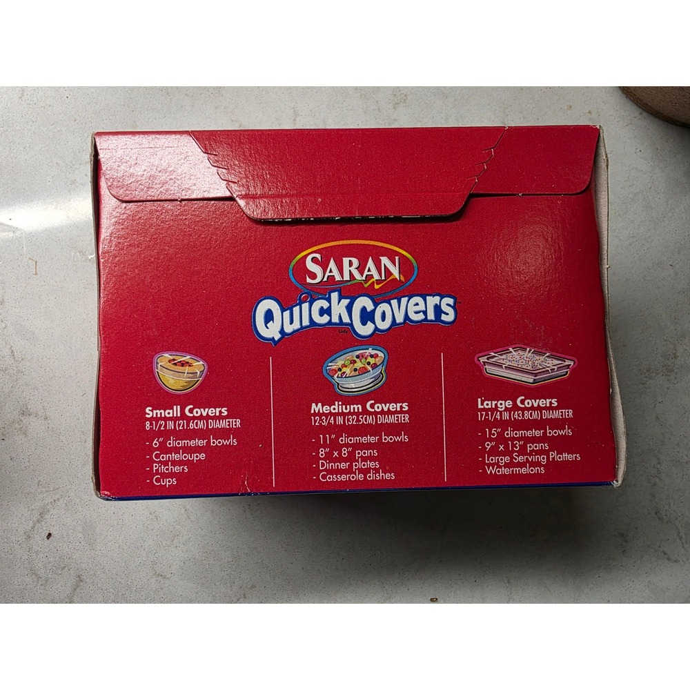 Vintage Saran Wrap Quick Covers Variety Pack 4 Small 3 Medium 3 Large NEW NOS - Picture 2 of 4